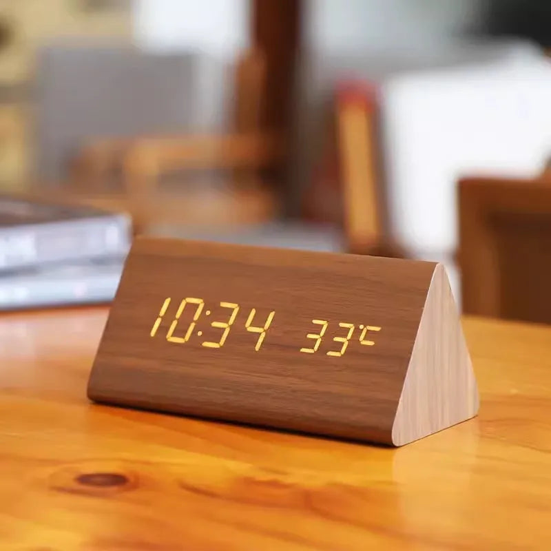 Alarm Clock Wooden Design with LED Display | Lerano