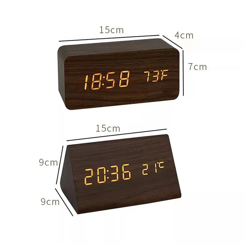 Alarm Clock Wooden Design with LED Display | Lerano