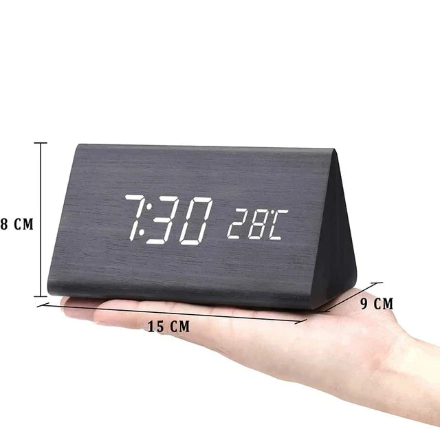 Alarm Clock Wooden Design with LED Display | Lerano