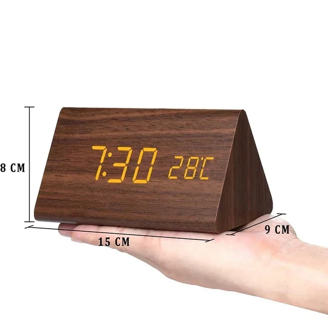 Alarm Clock Wooden Design with LED Display | Lerano