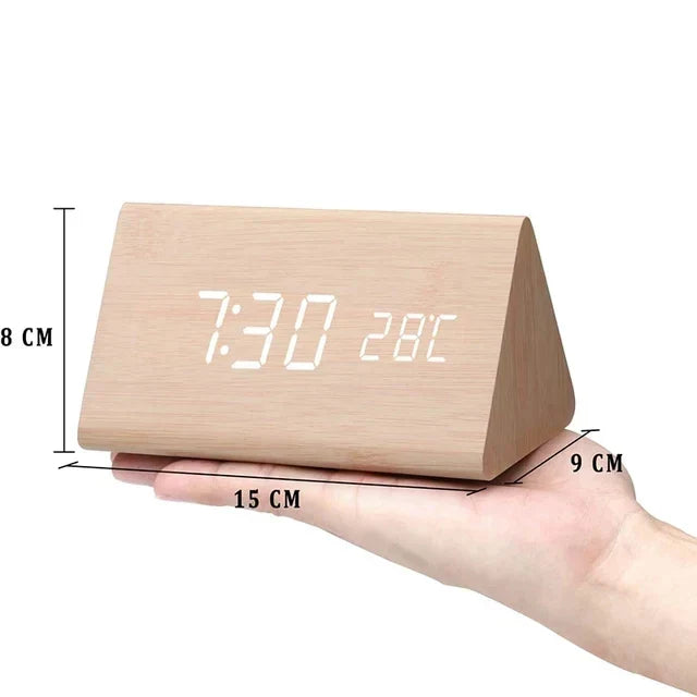 Alarm Clock Wooden Design with LED Display | Lerano
