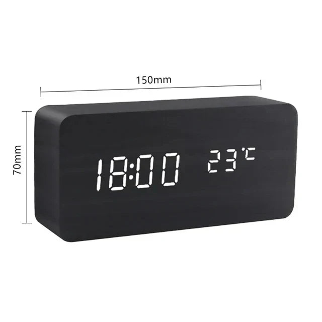 Alarm Clock Wooden Design with LED Display | Lerano