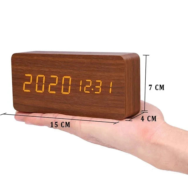 Alarm Clock Wooden Design with LED Display | Lerano