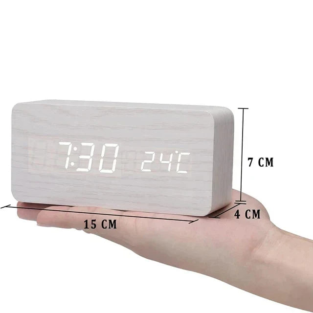 Alarm Clock Wooden Design with LED Display | Lerano