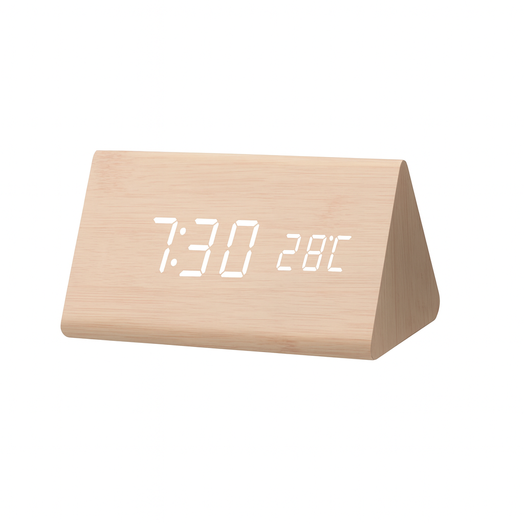 Alarm Clock Wooden Design with LED Display | Lerano