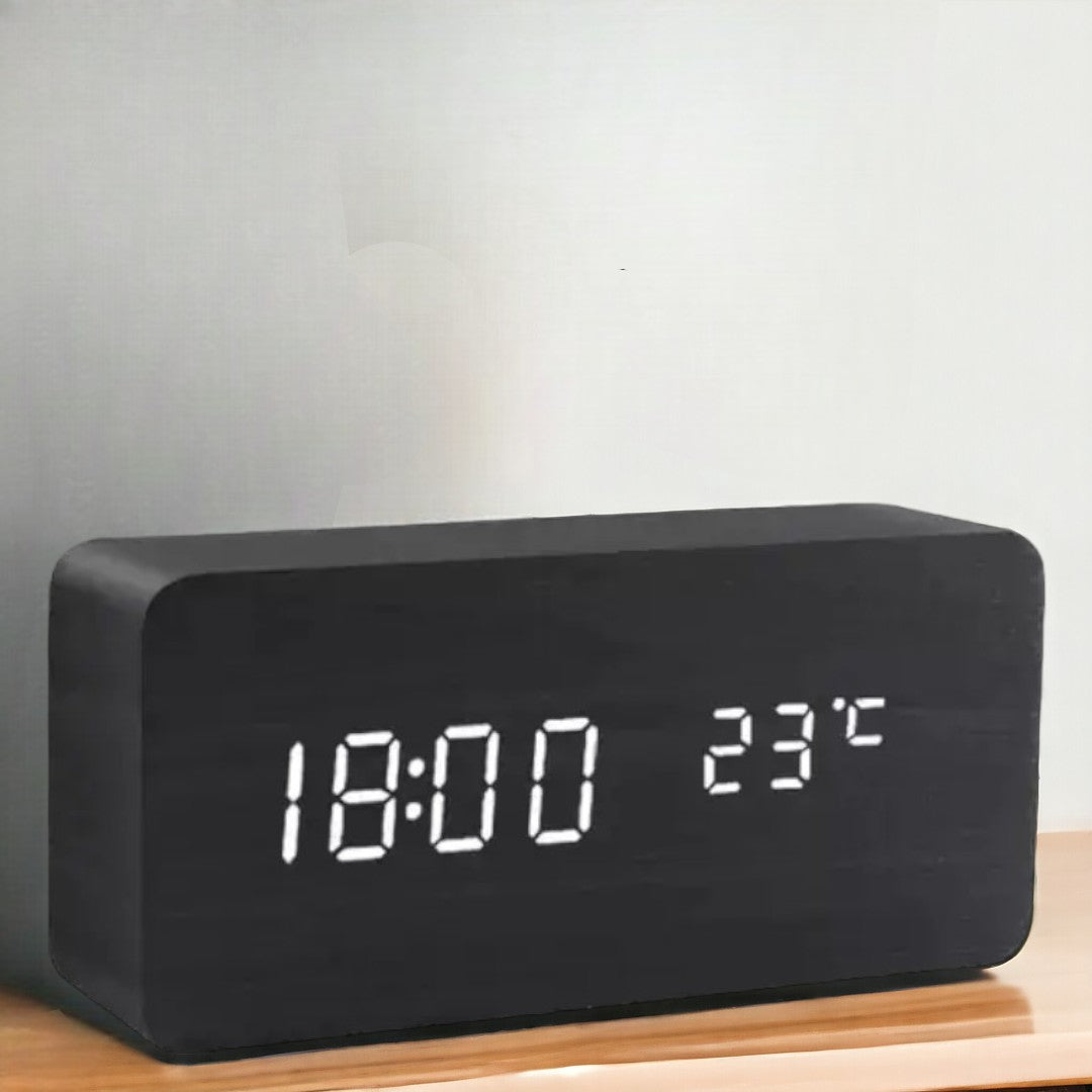 Alarm Clock Wooden Design with LED Display | Lerano