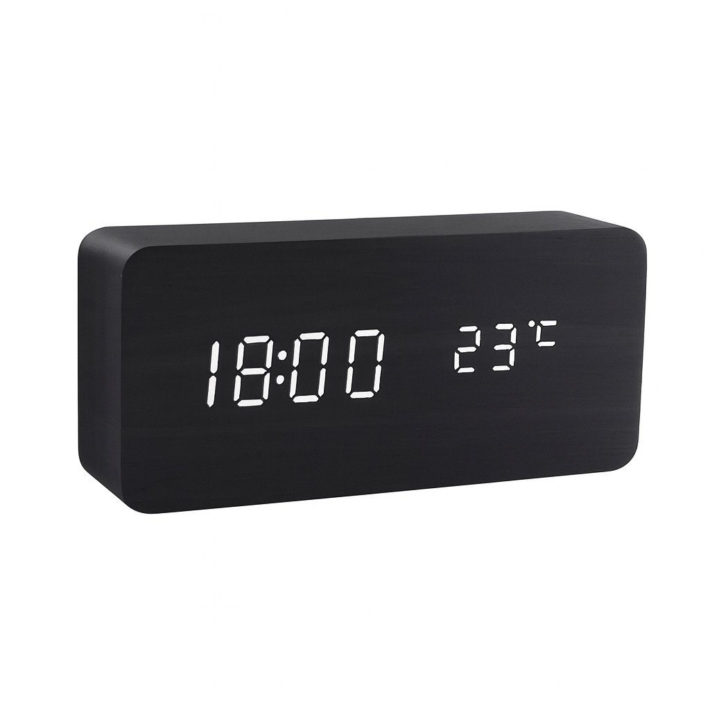 Alarm Clock Wooden Design with LED Display | Lerano