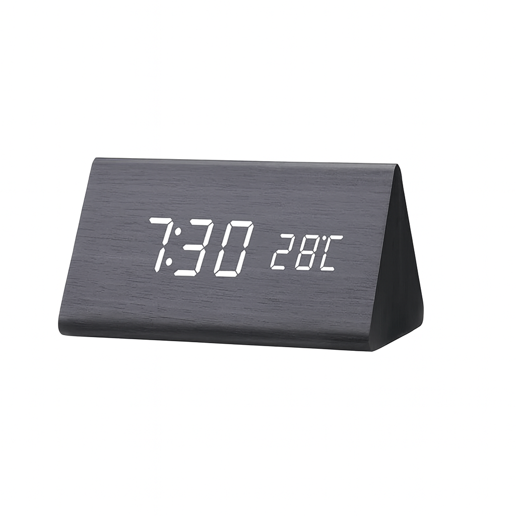 Alarm Clock Wooden Design with LED Display | Lerano