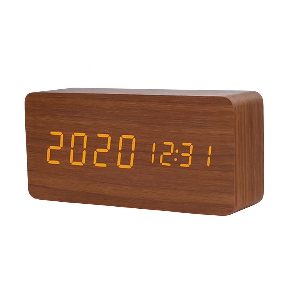 Alarm Clock Wooden Design with LED Display | Lerano