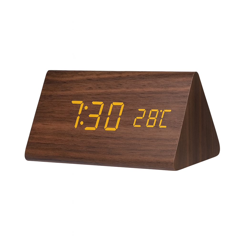 Alarm Clock Wooden Design with LED Display | Lerano