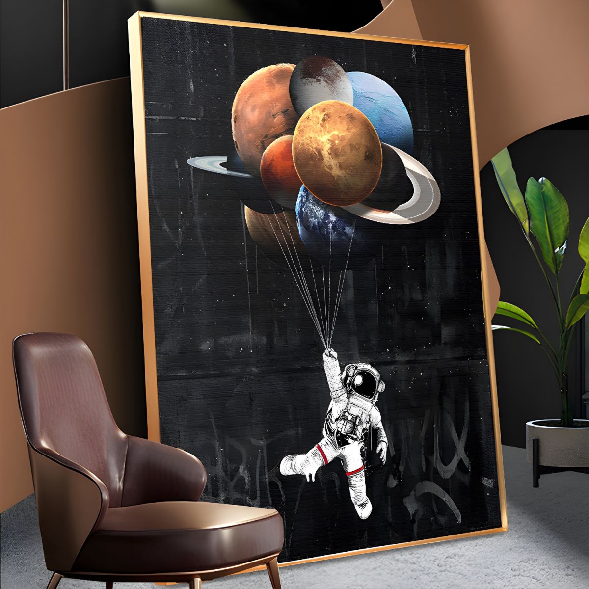 Astronaut Canvas Wall Art Planet Balloons Kids Room Decor | Orbello