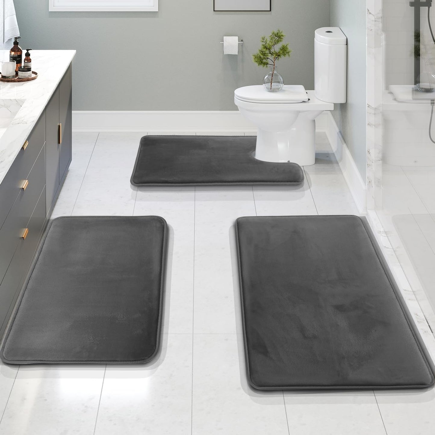 Bathroom Mat Memory Foam Set Anti-Slip Washable | Selano