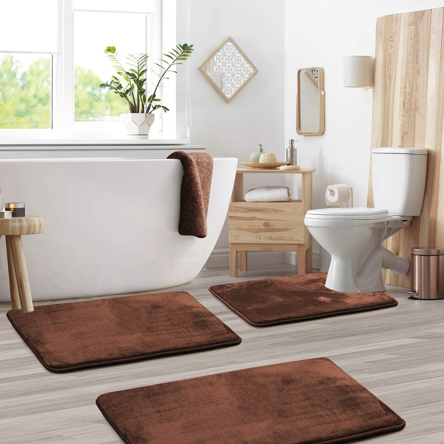 Bathroom Mat Memory Foam Set Anti-Slip Washable | Selano