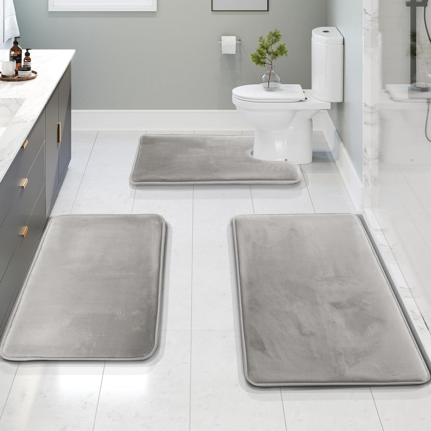 Bathroom Mat Memory Foam Set Anti-Slip Washable | Selano