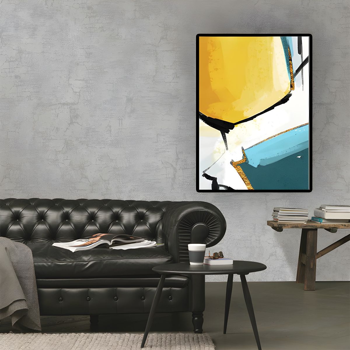 Canvas Wall Art 3 Piece Set Yellow Teal Modern | Zalvero