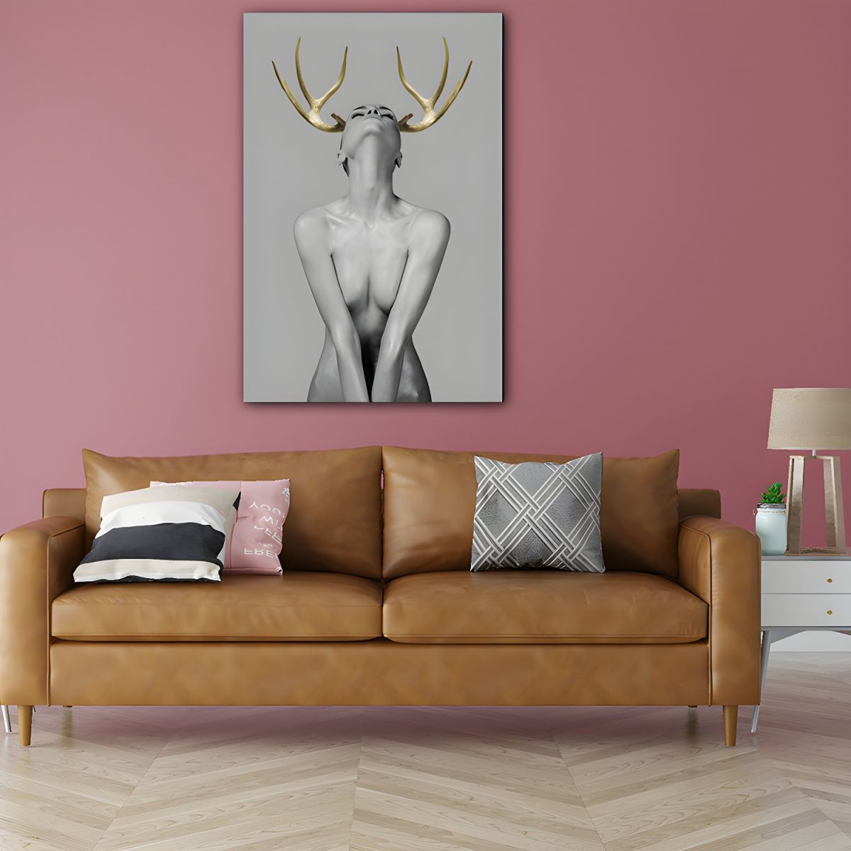 Canvas Wall Art Gold Antlers Modern Photography | Cervaro