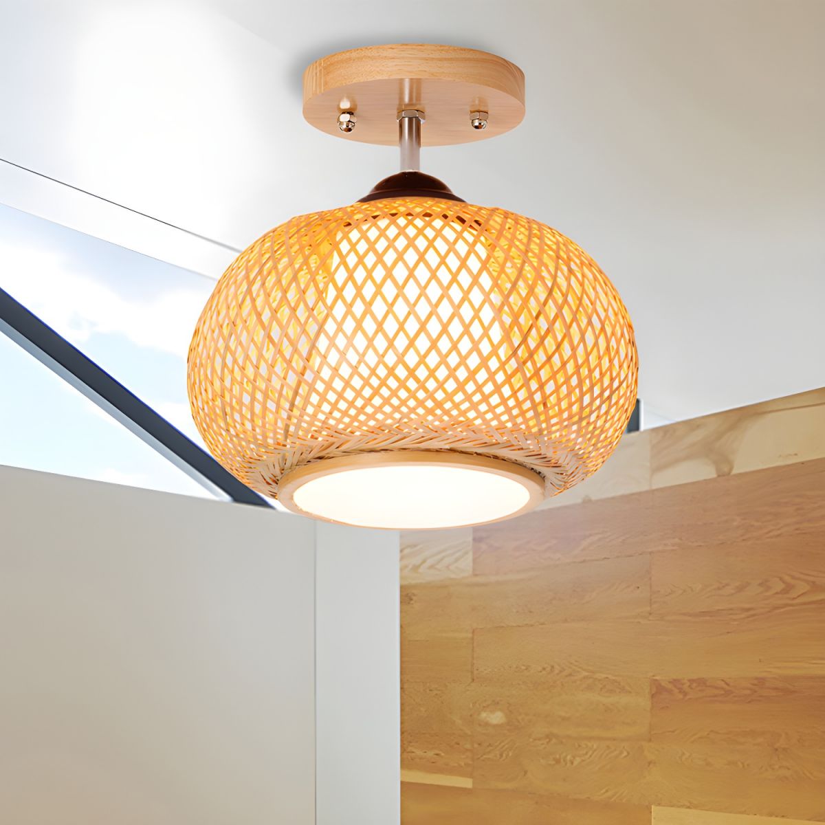 Ceiling Light Bamboo Semi Flush Mount Modern Style | Ravela