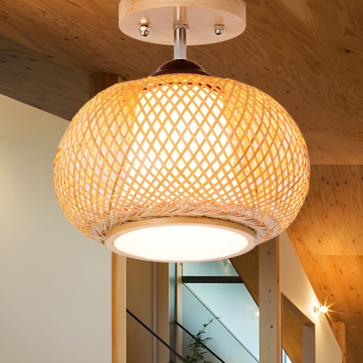 Ceiling Light Bamboo Semi Flush Mount Modern Style | Ravela