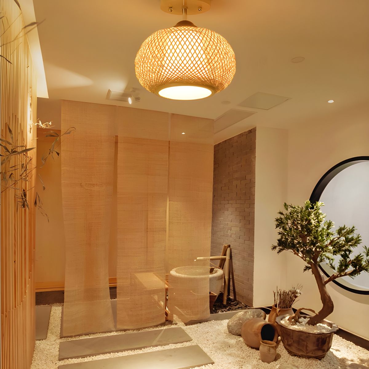 Ceiling Light Bamboo Semi Flush Mount Modern Style | Ravela