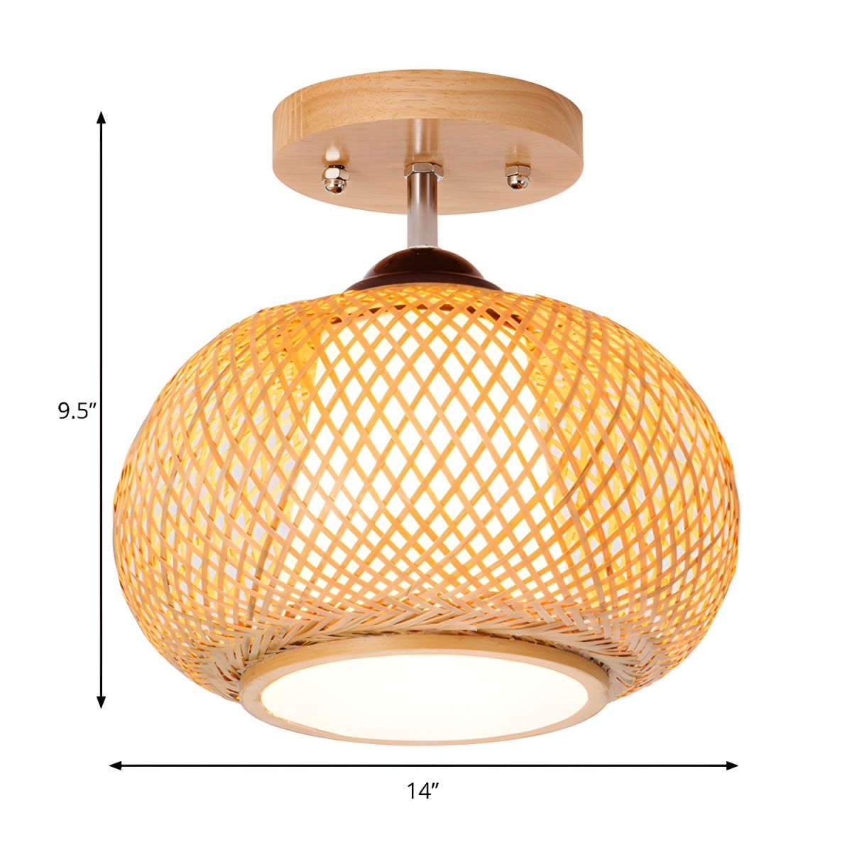 Ceiling Light Bamboo Semi Flush Mount Modern Style | Ravela