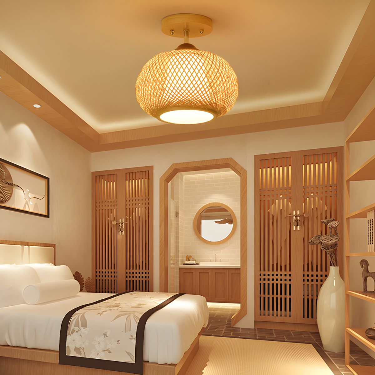 Ceiling Light Bamboo Semi Flush Mount Modern Style | Ravela