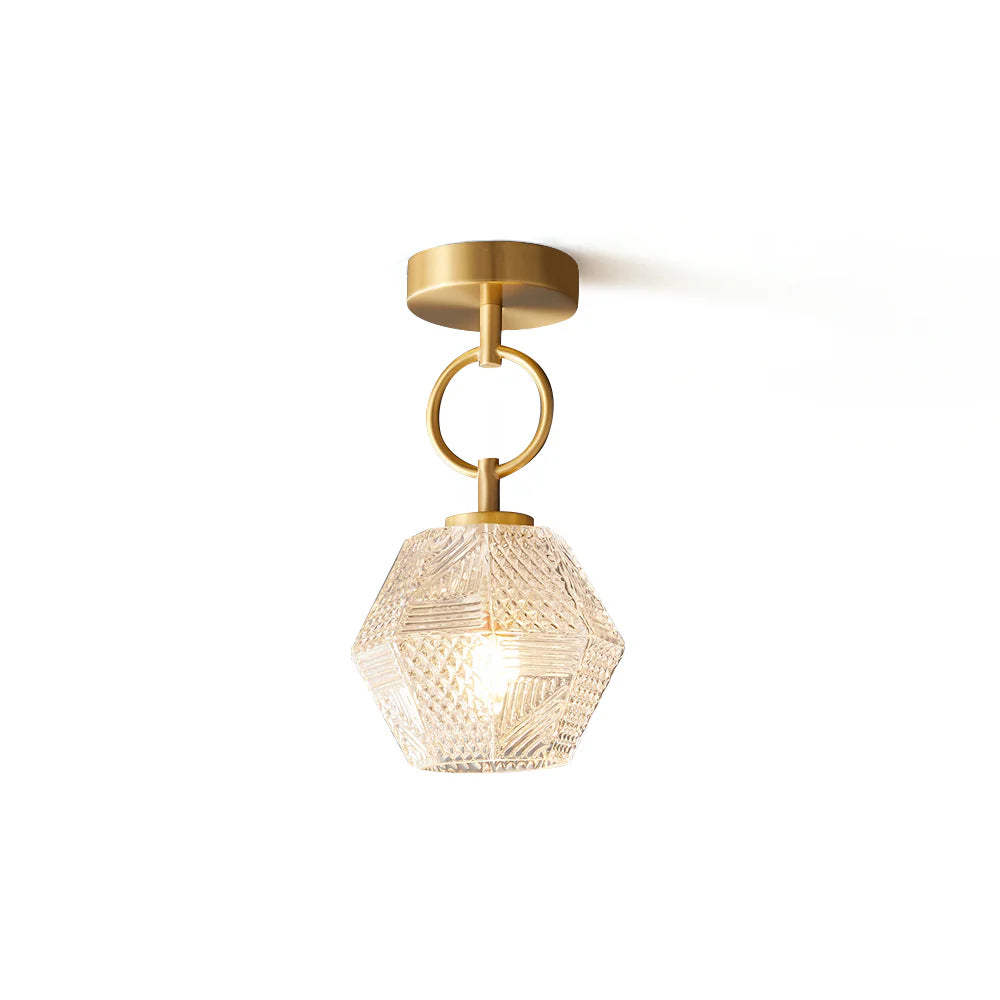 Ceiling Light Brass Glass in Art Deco Style | Ralsera