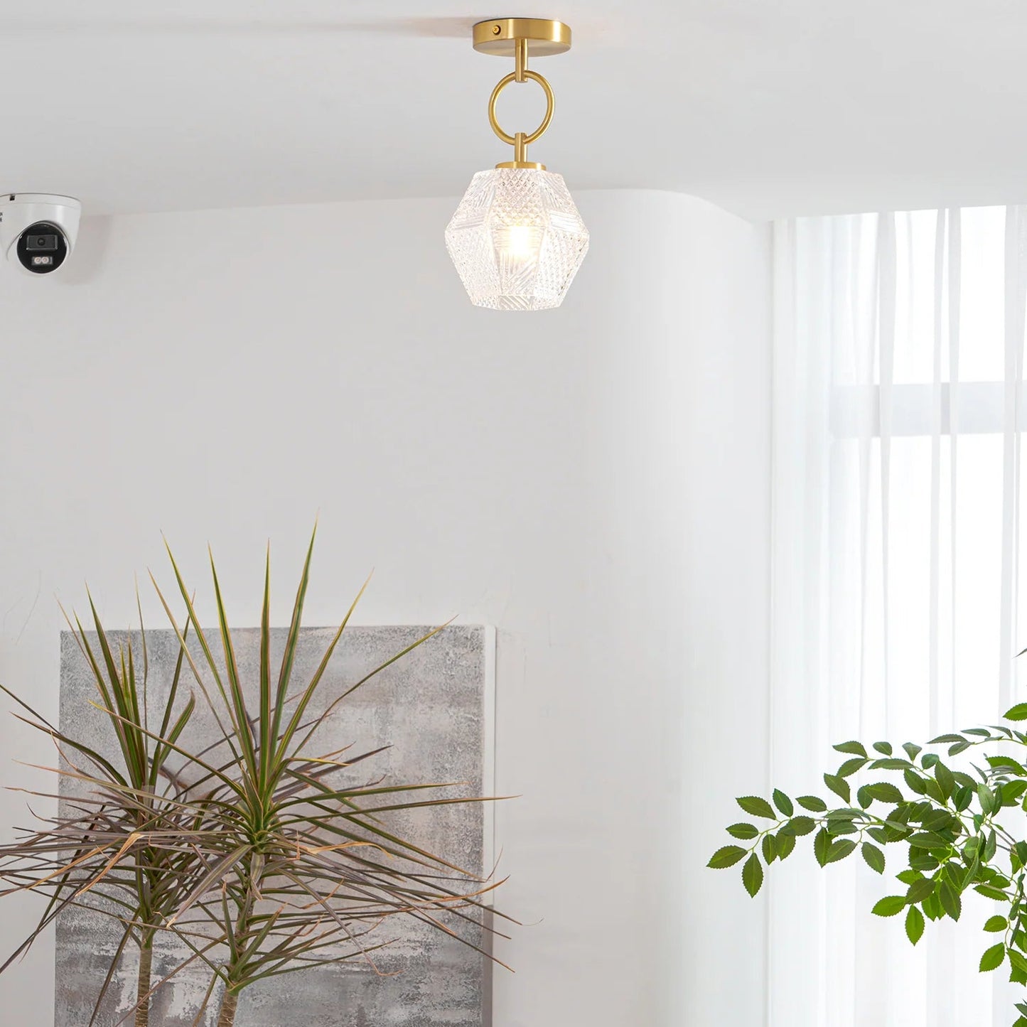 Ceiling Light Brass Glass in Art Deco Style | Ralsera