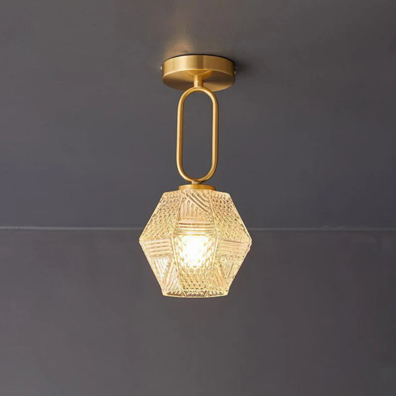 Ceiling Light Brass Glass in Art Deco Style | Ralsera