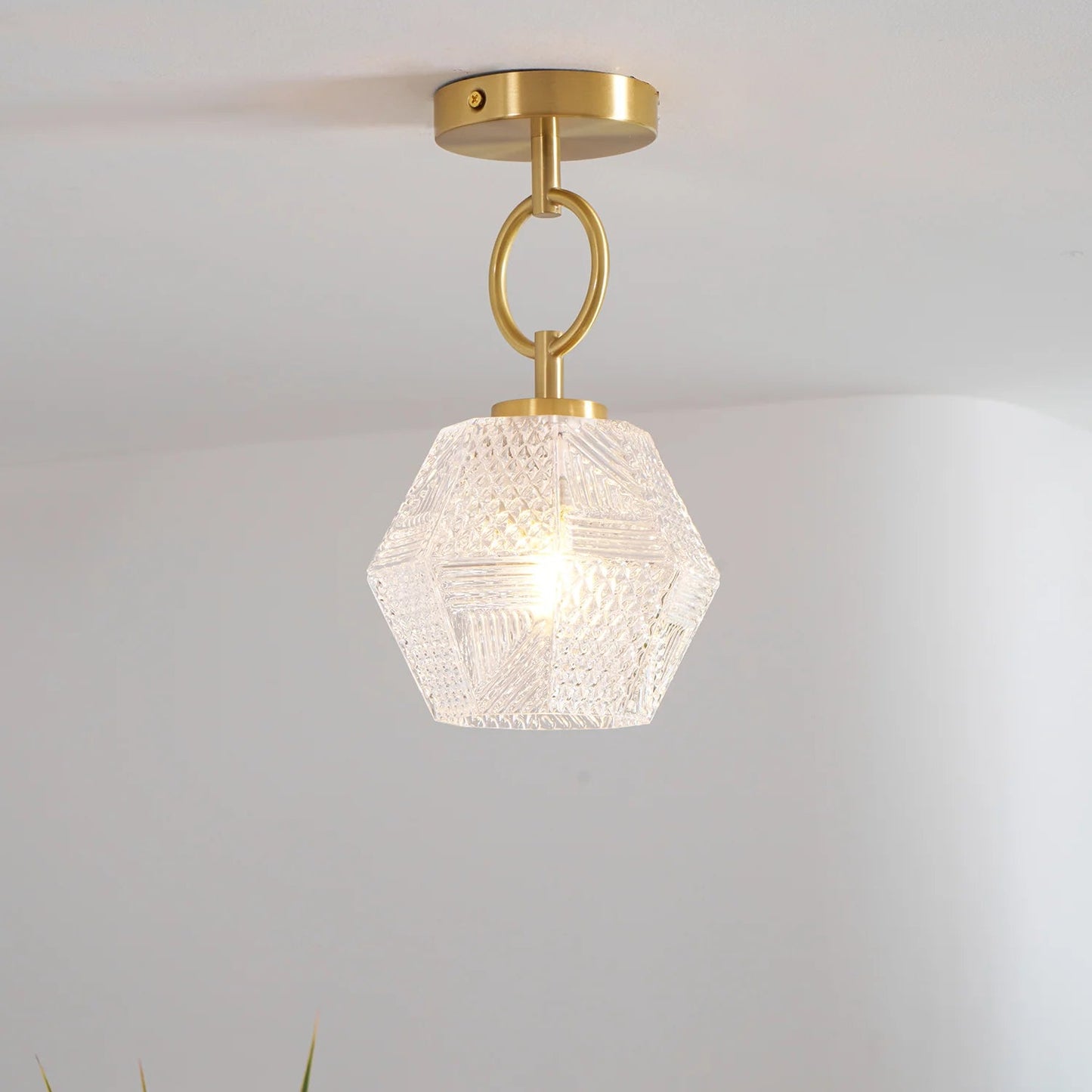 Ceiling Light Brass Glass in Art Deco Style | Ralsera