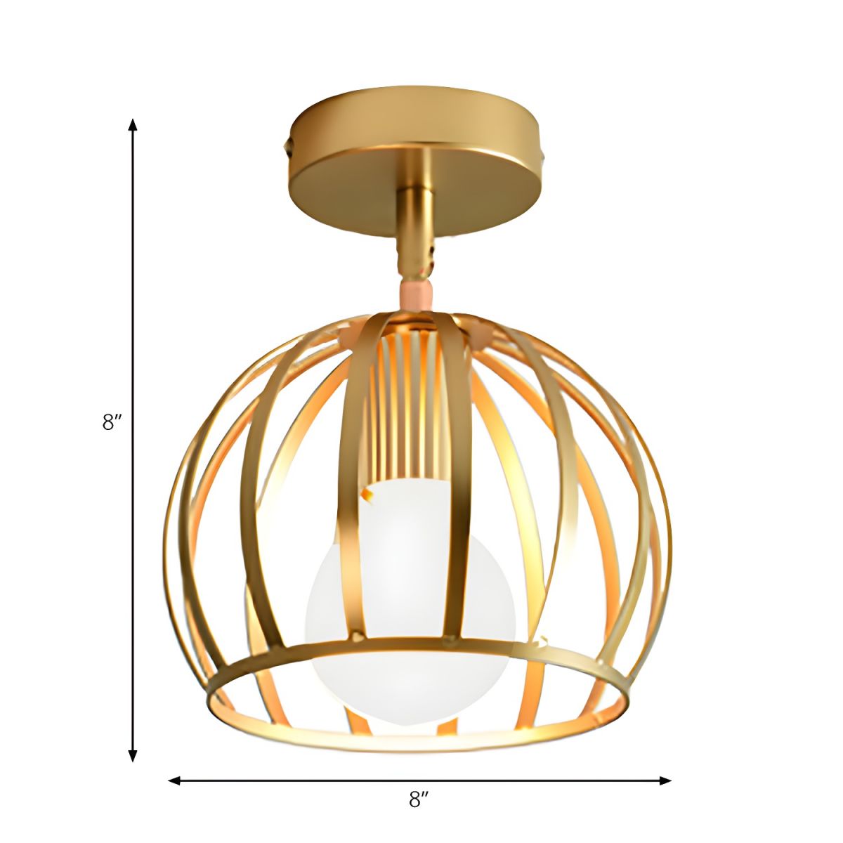 Ceiling Light Brass Wire Frame Industrial Semi Flush | Bravira