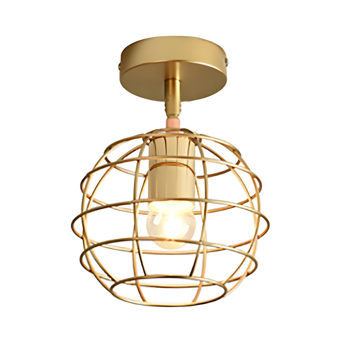 Ceiling Light Brass Wire Frame Industrial Semi Flush | Bravira