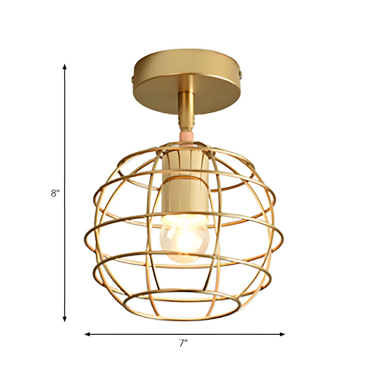 Ceiling Light Brass Wire Frame Industrial Semi Flush | Bravira