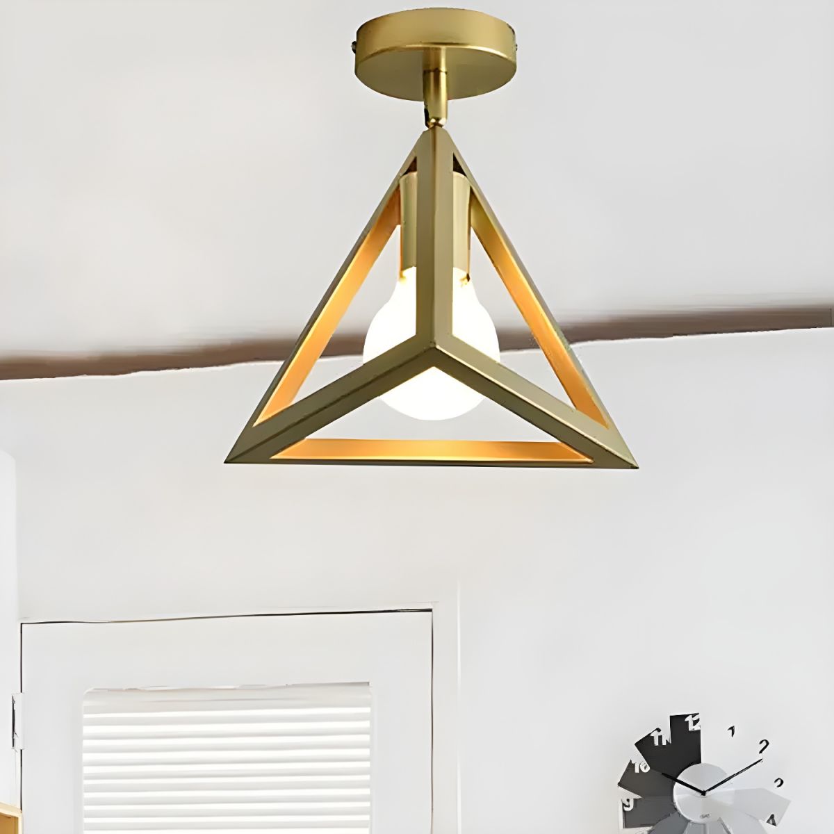 Ceiling Light Brass Wire Frame Industrial Semi Flush | Bravira
