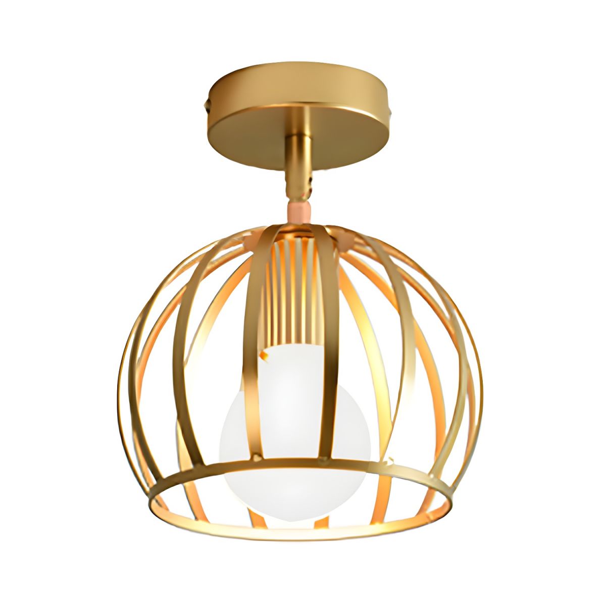 Ceiling Light Brass Wire Frame Industrial Semi Flush | Bravira