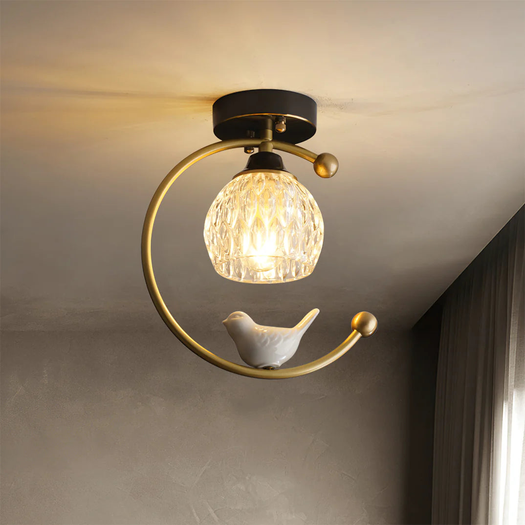 Ceiling Light Brass with Ceramic Bird Modern Style | Avinor