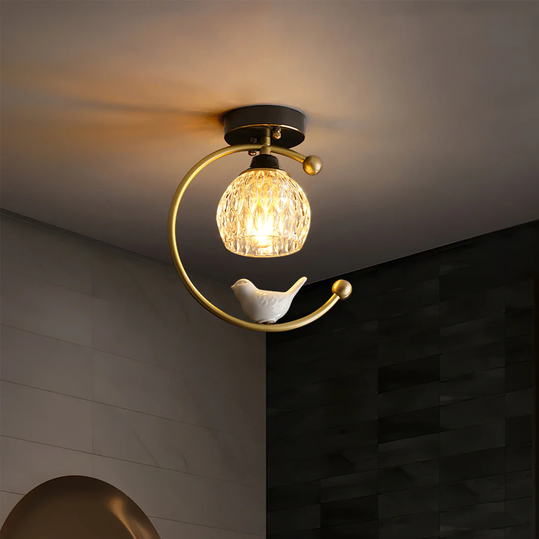 Ceiling Light Brass with Ceramic Bird Modern Style | Avinor