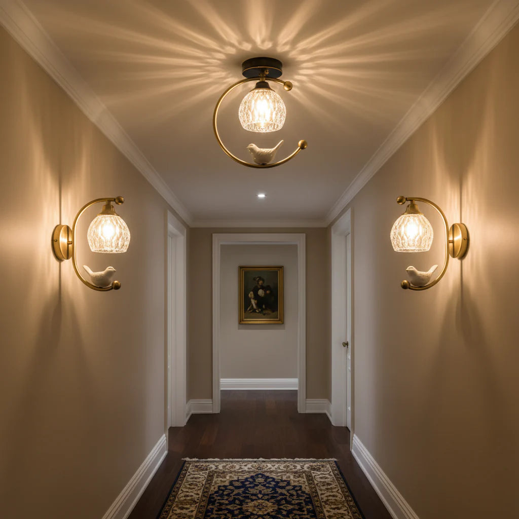 Ceiling Light Brass with Ceramic Bird Modern Style | Avinor