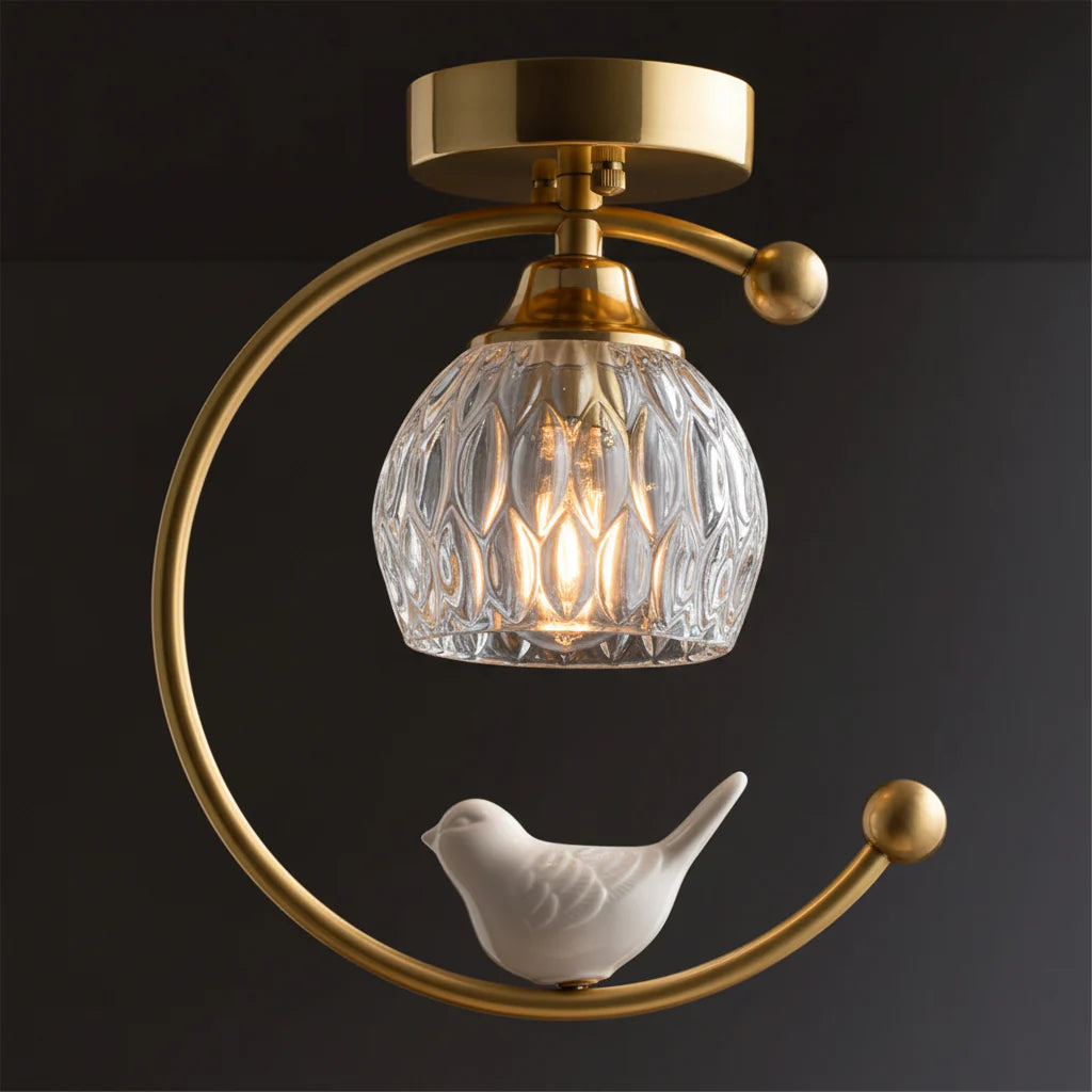 Ceiling Light Brass with Ceramic Bird Modern Style | Avinor
