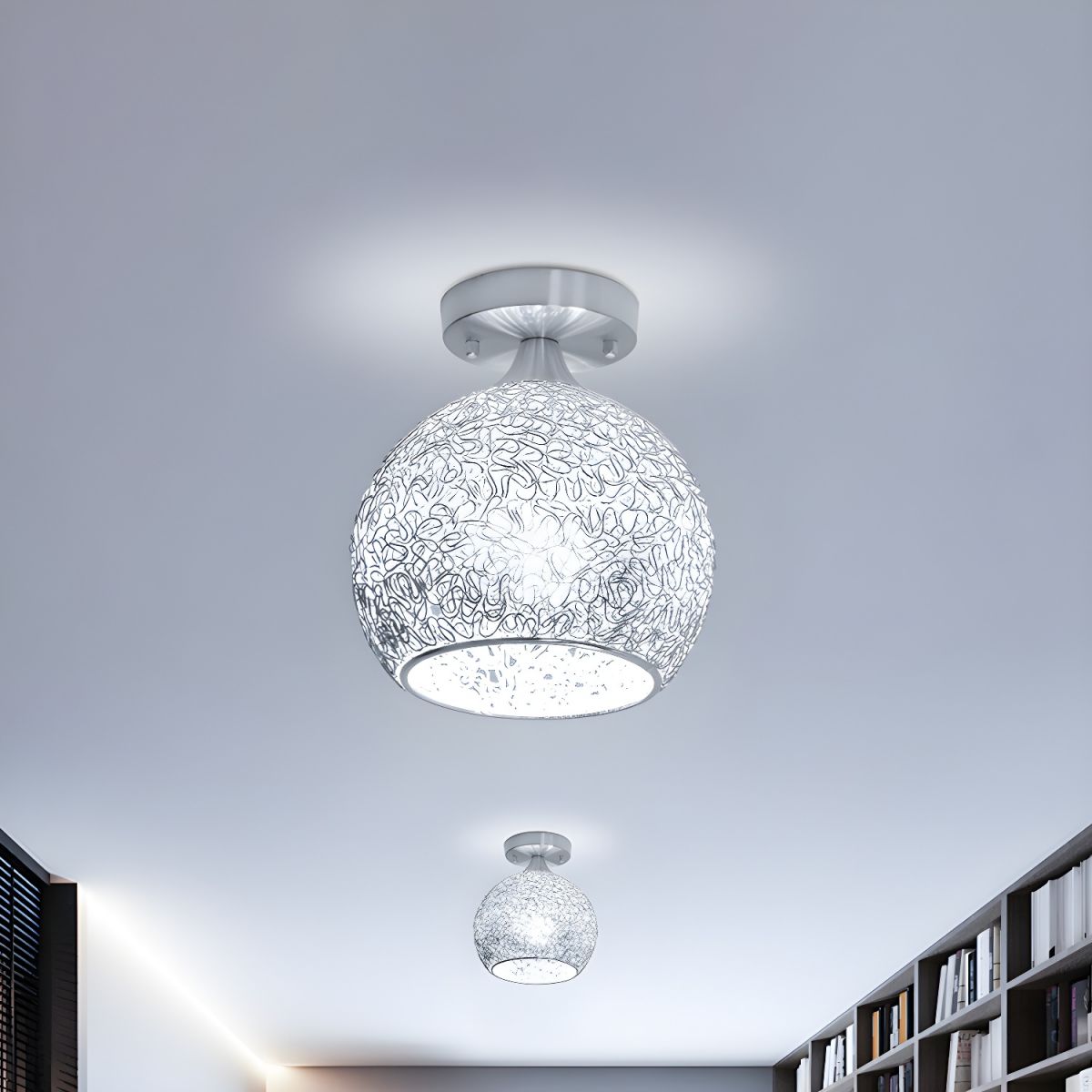 Ceiling Light Chrome Dome Flush Mount Modern | Orniva