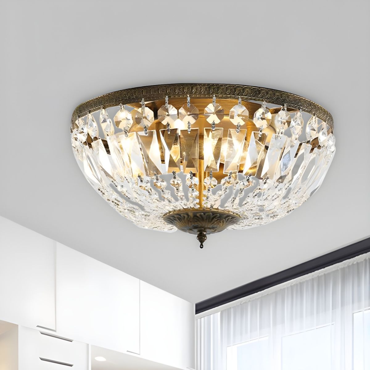 Ceiling Light Crystal Dome Scandinavian Flush Mount | Avelor