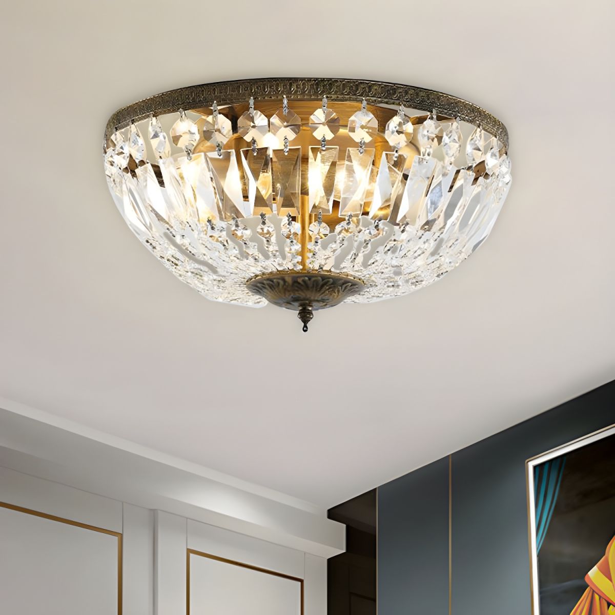 Ceiling Light Crystal Dome Scandinavian Flush Mount | Avelor