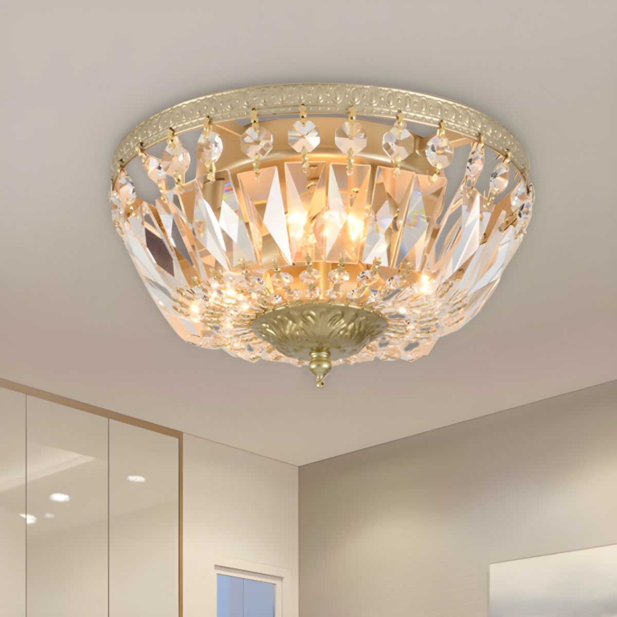 Ceiling Light Crystal Dome Scandinavian Flush Mount | Avelor