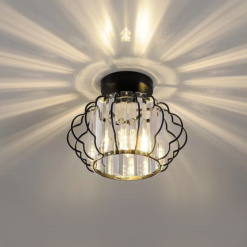 Ceiling Light Crystal Modern Round Design Gold or Black | Golcrest