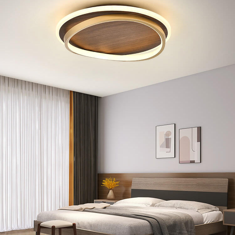 Ceiling Light Dimmable LED Walnut Grain Minimalist Style | Emivor
