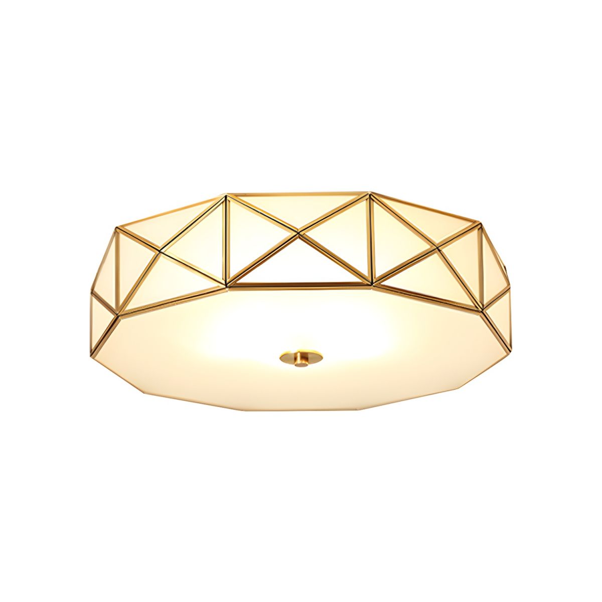 Ceiling Light Drum Frosted Glass Vintage Brass 3-Light | Colvian