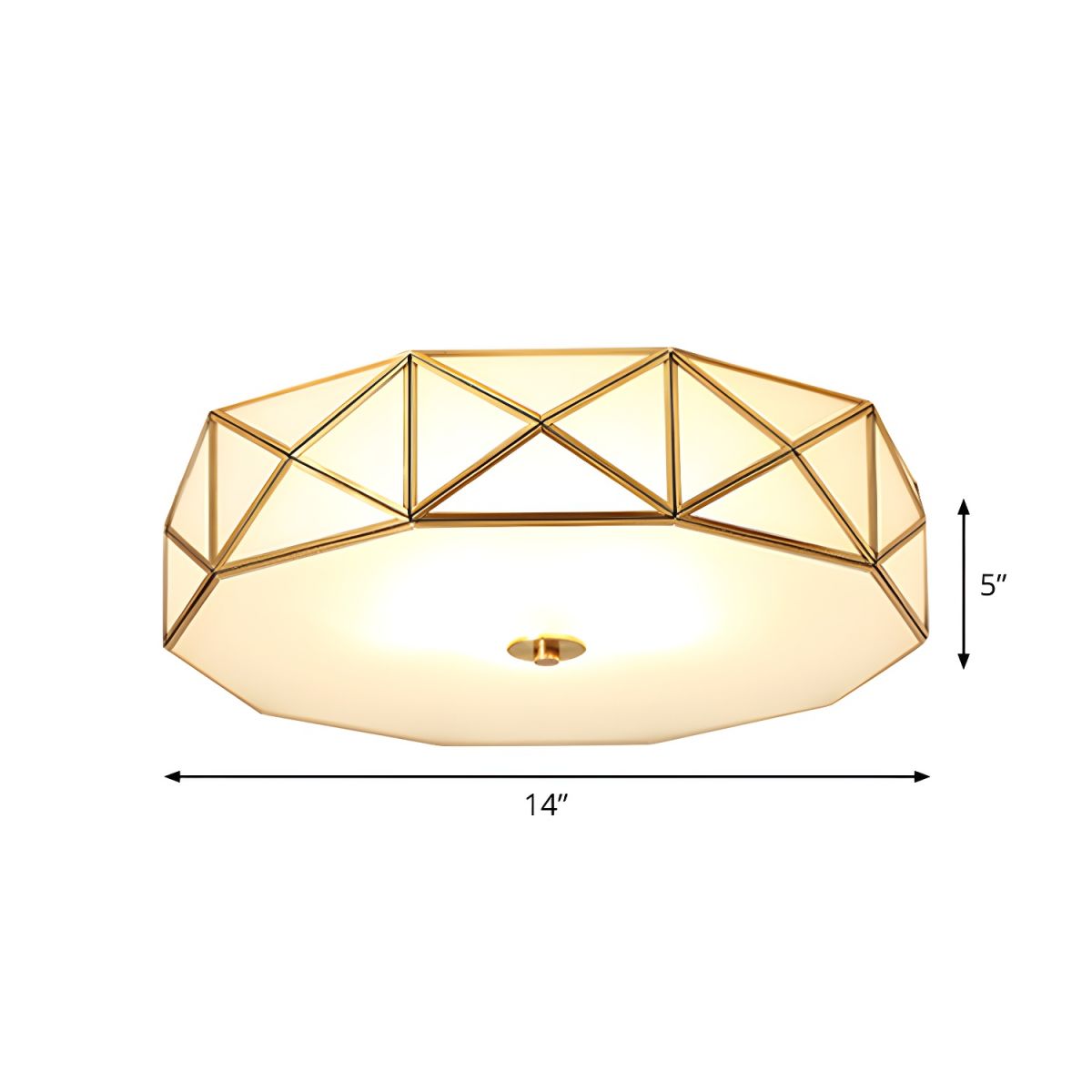 Ceiling Light Drum Frosted Glass Vintage Brass 3-Light | Colvian