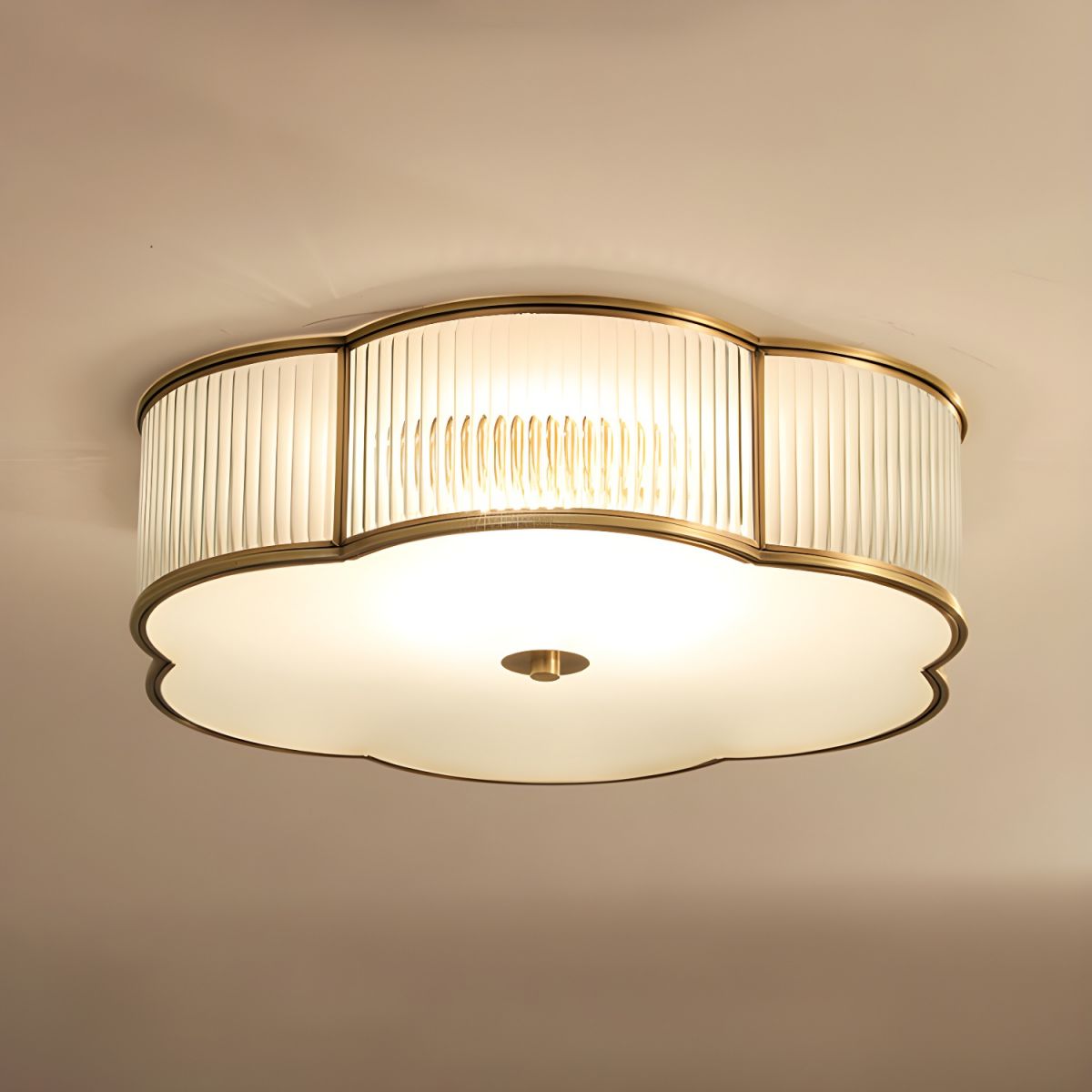 Ceiling Light Flush Mount Ribbed Glass Traditional Style | Clovira