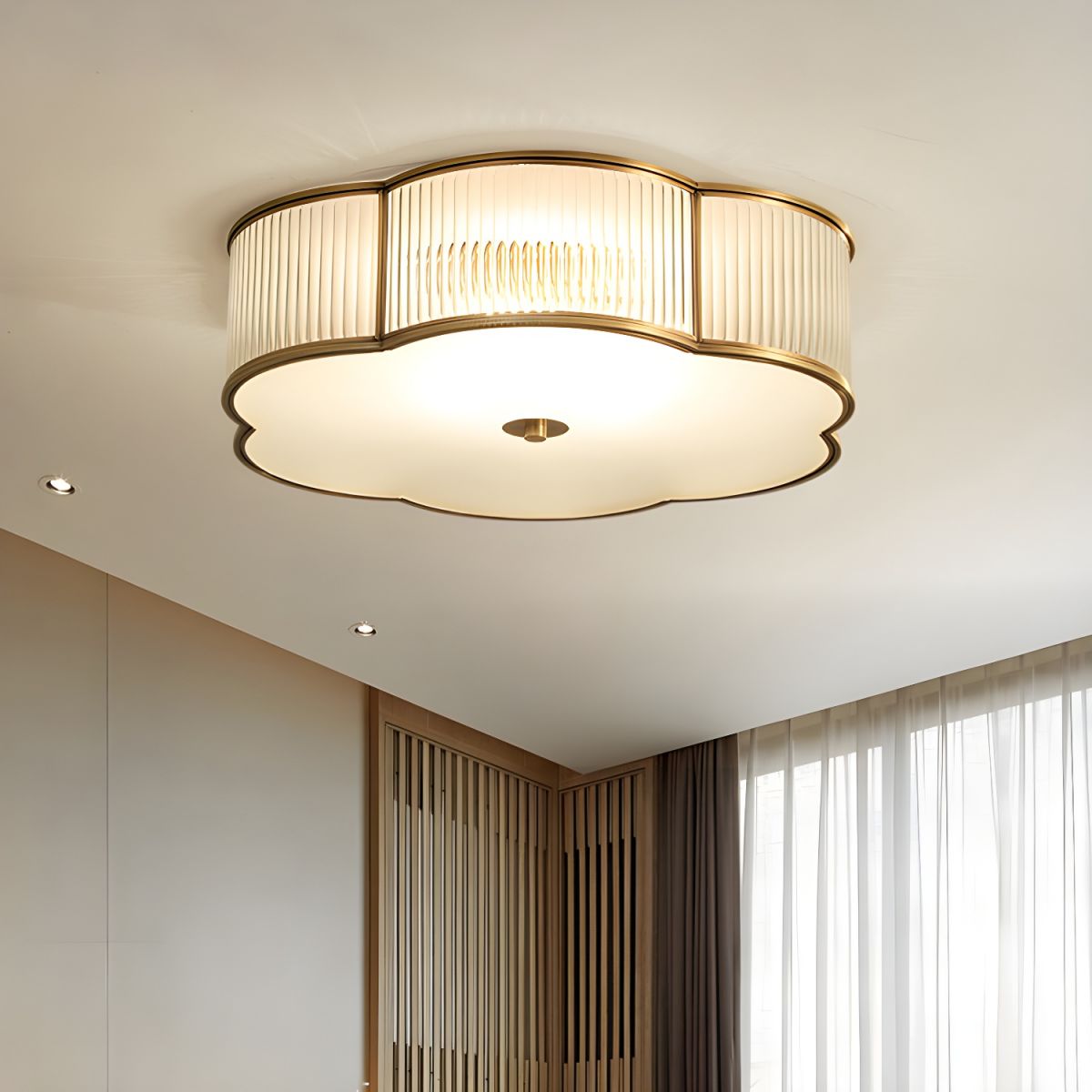 Ceiling Light Flush Mount Ribbed Glass Traditional Style | Clovira