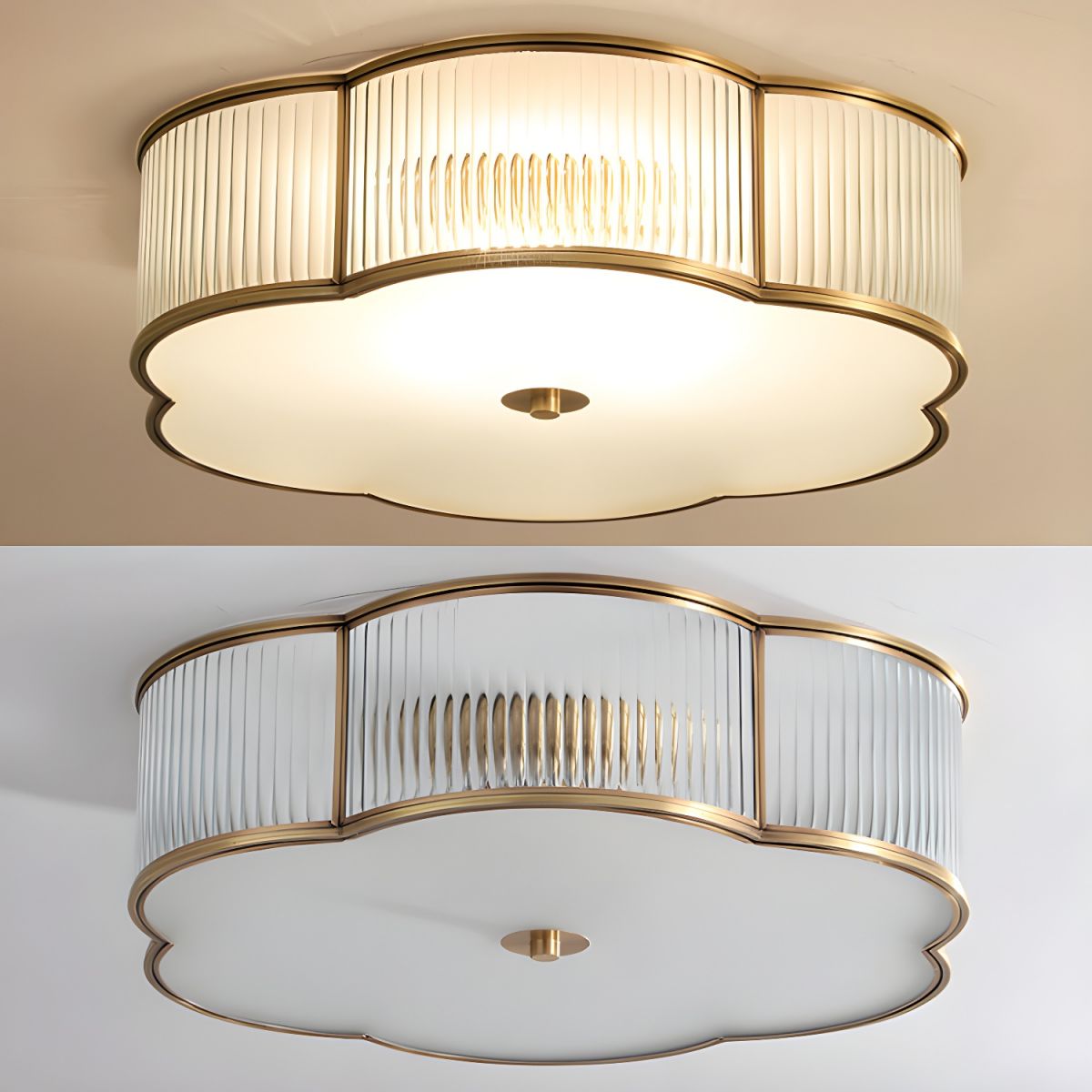 Ceiling Light Flush Mount Ribbed Glass Traditional Style | Clovira
