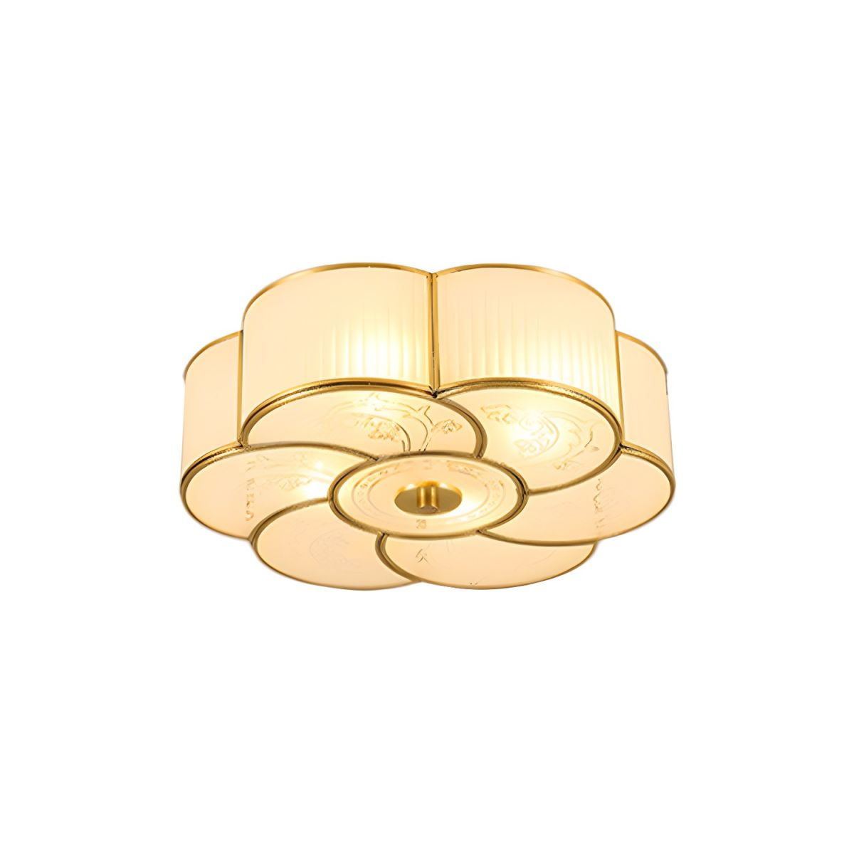 Ceiling Light Frosted Glass Flush Mount Vintage Brass | Florina